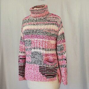 Anthro Sparrow Alma Chunky Knit Turtleneck Sweater Pink Size Medium
